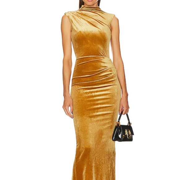 Michael Costello x Revolve Mott Maxi Dress in Gold - Picture 1 of 11